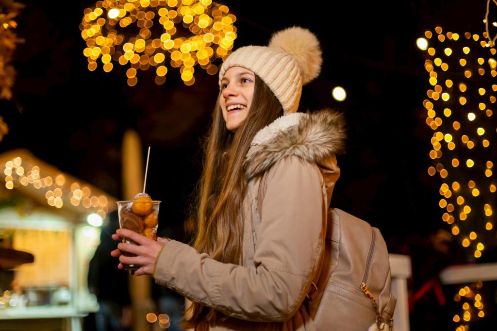 Croatian girl at a Christmas market