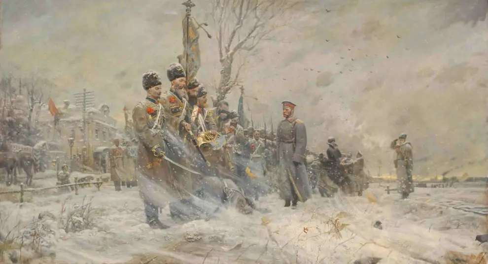 The farewell of the Tsar to his troops